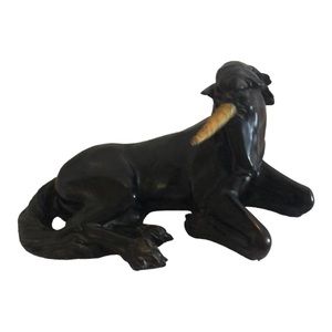 Black unicorn whimsigoth dark goth decor vintage statuary 1981 marked Statue